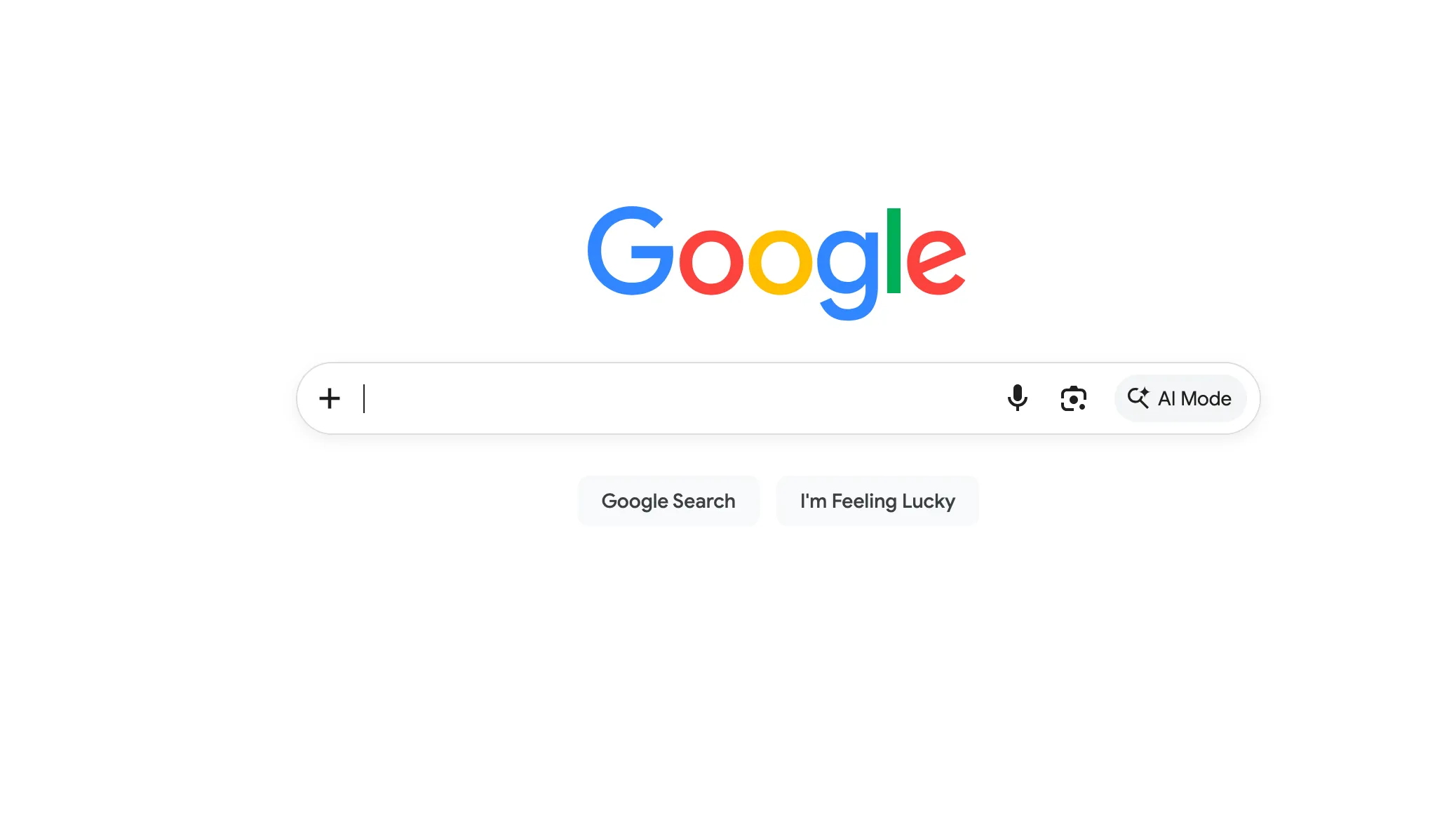 Google's homepage: the logo above a single search bar, with no other UI chrome